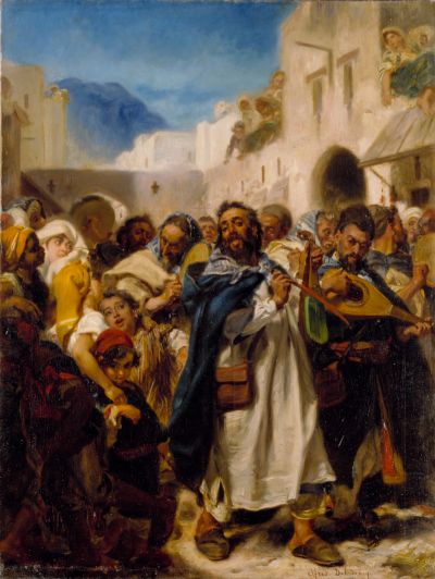 DEHODENCQ Alfred (Paris, 1822-1882)
Fte Juive  Ttouan (ou les musiciens juifs  Ttouan)
Paris, vers 1858. Huile sur toile  inv. 95.13.001
Muse dArt et dHistoire du Judasme (MAHJ / Paris)
Photo Gilles Berizzi (c) RMN.
